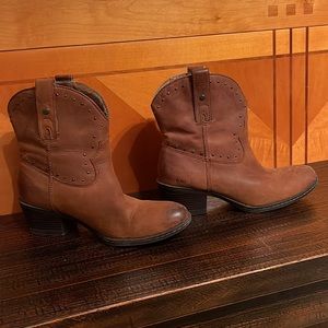 Born Leather Cowboy Booties
